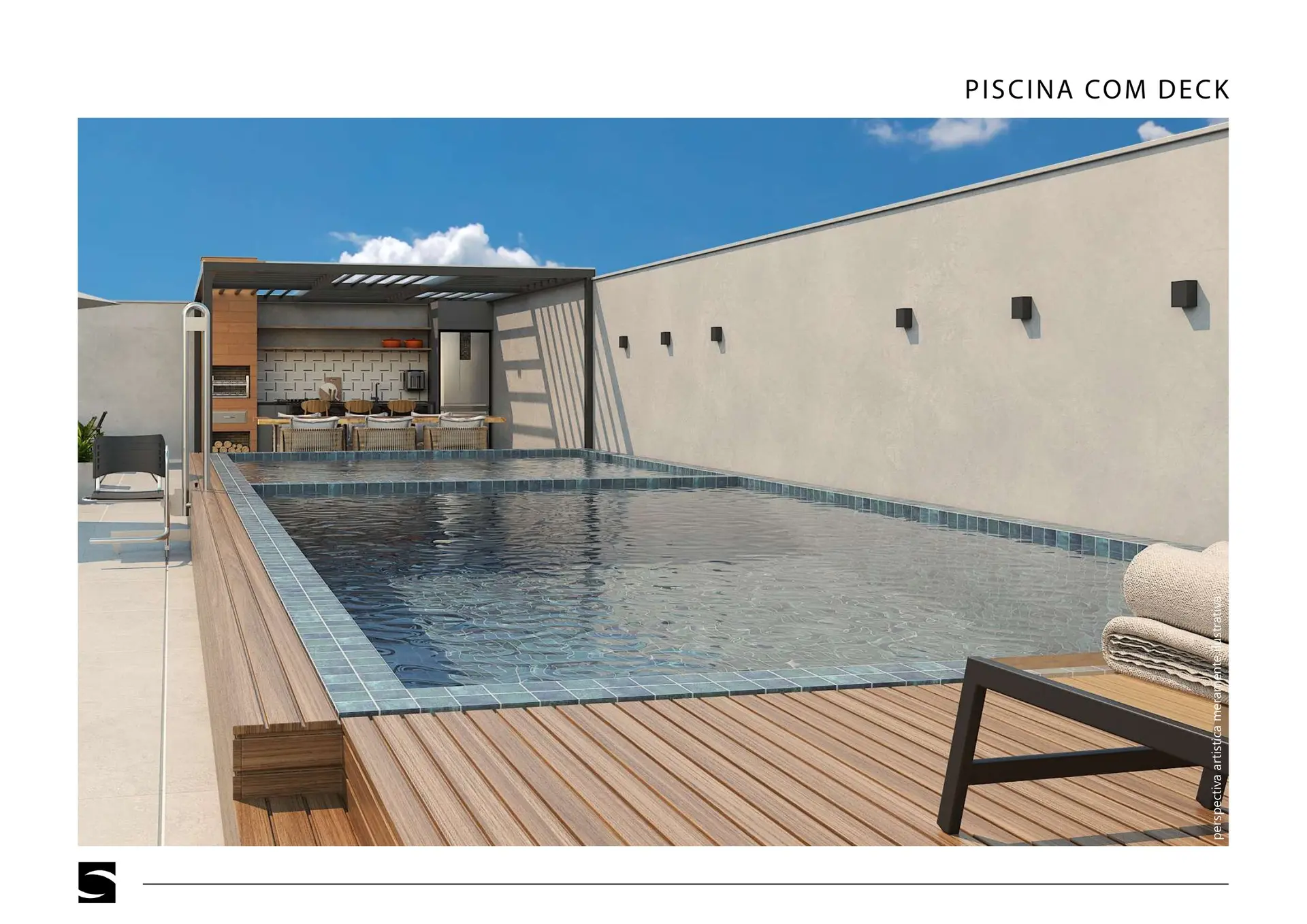 Piscina com deck do Residencial Connect